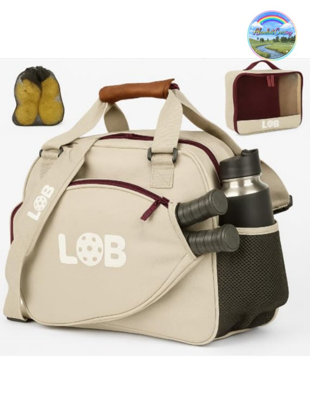 Pickleball Bag with Paddle Pockets, Bottle Holders, Pouch & Ball Bag